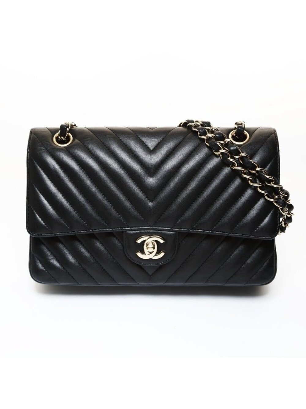 Chanel Shoulder Bag Chevron CC Logo Double Flap